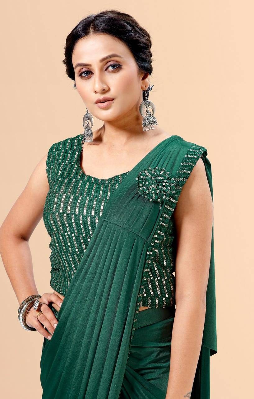Ready to wear Saree, one minute saree, ready-made saree blouse attached - saree for women in uk