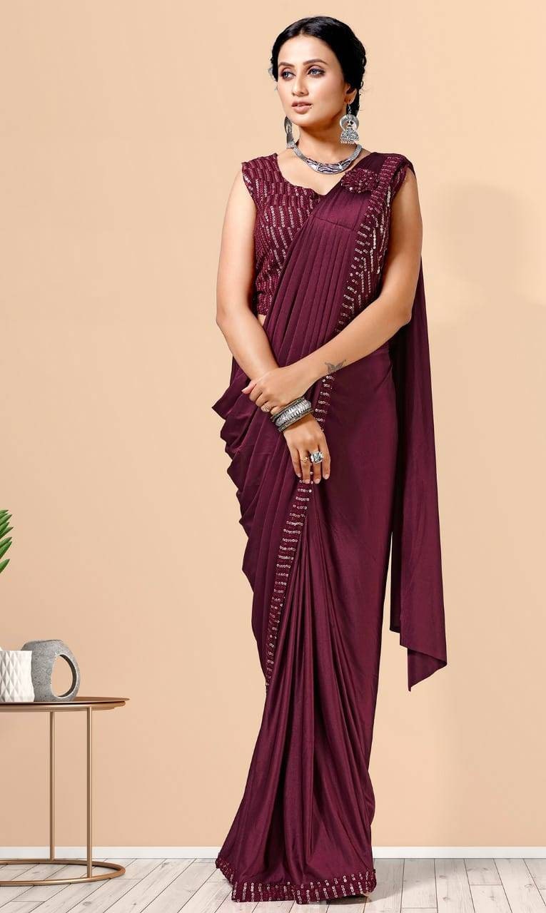 Ready to wear Saree, one minute saree, ready-made saree blouse attached - saree for women in uk