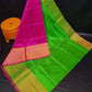 Green and parrot green Uppada Silk Pattu Saree, khadi big border Pure Uppada Pattu Saree, handwoven silk saree, two tone saree for woman