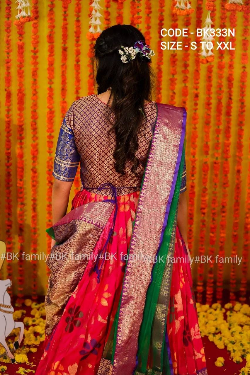Pattu dress - Banarasi kalamkari gown- pattu gown - lehenga dress