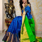 Green and blue Uppada Silk Pattu Saree, khadi big border Pure Uppada Pattu Saree, handwoven silk saree, two tone saree for woman