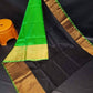 Green and black Uppada Silk Pattu Saree, khadi big border Pure Uppada Pattu Saree, handwoven silk saree, two tone saree for woman