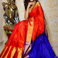 Red and blue Uppada Silk Pattu Saree, khadi big border Pure Uppada Pattu Saree, handwoven silk saree, two tone saree for woman