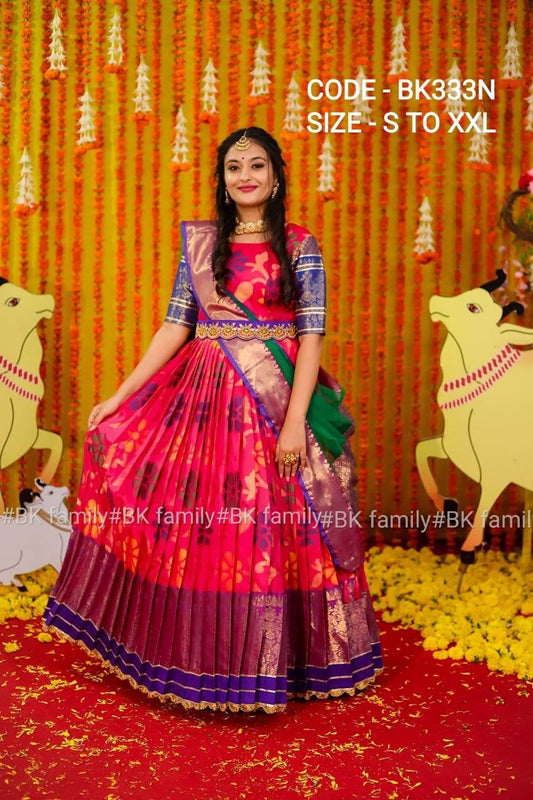 Pattu dress - Banarasi kalamkari gown- pattu gown - lehenga dress