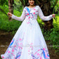 Exquisite floral dress - white indian gown - party wear gown - indian dress for women