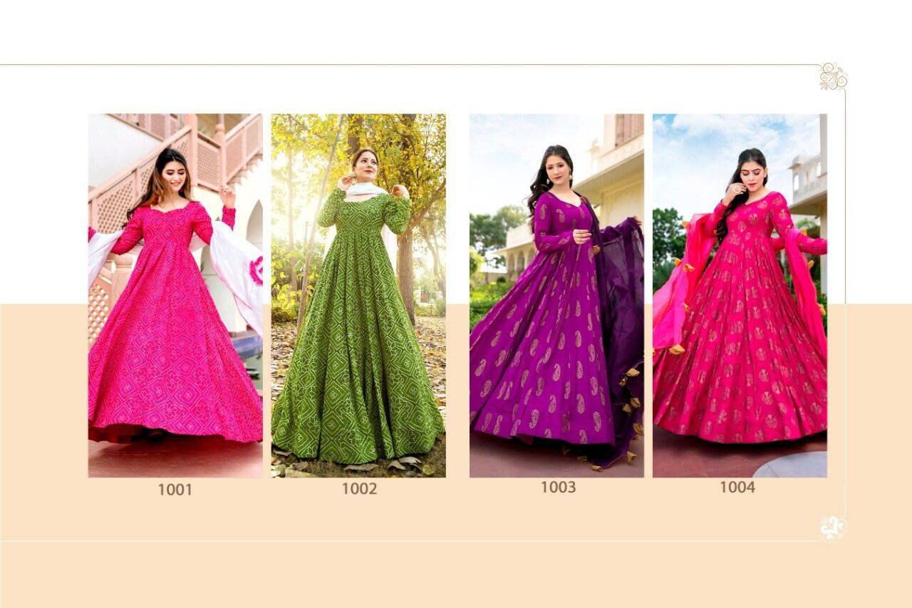 Anarkali designer gown, readymade Rani pink and purple indian gown