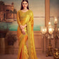 Mustard yellow - Pure soft satin silk saree Designer saree, party wear, wedding wear saree, luxury designer saree