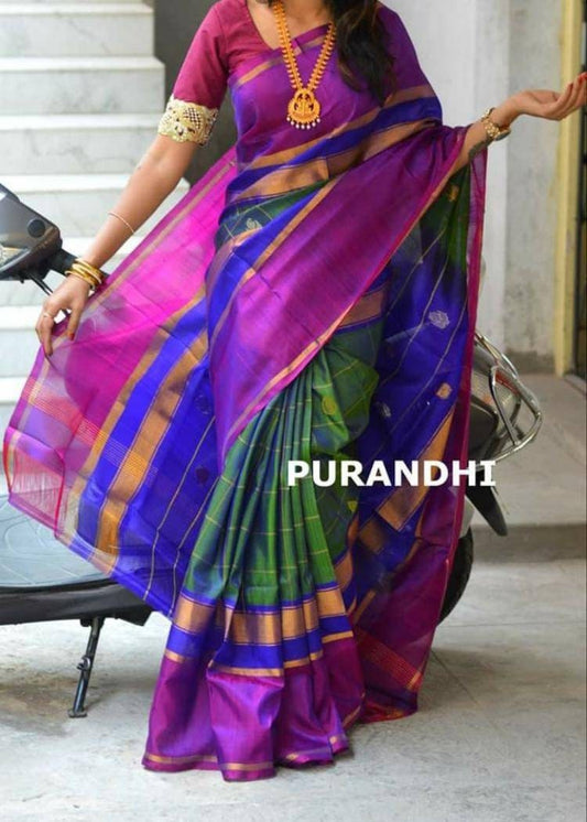 Pure uppada silk purple and green and lightweight saree - saree for women - Indian saree