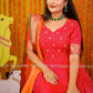 Rani PINK Colored Gown Pattu dress - red floral dress - lehenga dress - lehenga dress