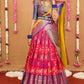 Rani Pink and yellow Pattu lehenga indian traditional halfsaree