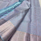 Pastal blue with silver waving Bridal pure kanchipuram silk saree - wedding silk - soft silk saree - silk mark certified