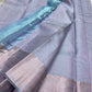 Pastal blue with silver waving Bridal pure kanchipuram silk saree - wedding silk - soft silk saree - silk mark certified