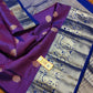 Purple and Silver light weight silk saree - wedding silk - soft silk saree - Kanchipuram silk saree - silk mark certified