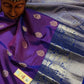 Purple and Silver light weight silk saree - wedding silk - soft silk saree - Kanchipuram silk saree - silk mark certified