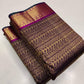 Purple Pure Kanchipuram Silk Saree with 2gram gold pure Antique zari Handloom kanchipuram - silk mark certified - bridal saree