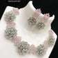 Rose gold polish Premium quality cz AD stone Lotus design Exclusive necklace set, Designer Indian temple jewellery