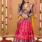 Rani Pink and yellow Pattu lehenga indian traditional halfsaree