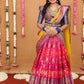 Rani Pink and yellow Pattu lehenga indian traditional halfsaree