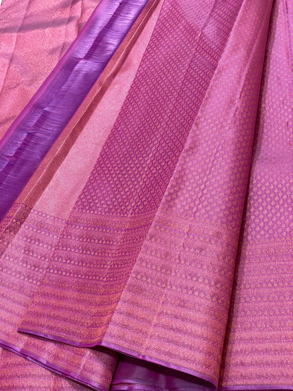Pastel colour with zari waving Bridal pure kanchipuram silk saree - wedding silk - soft silk saree - silk mark certified
