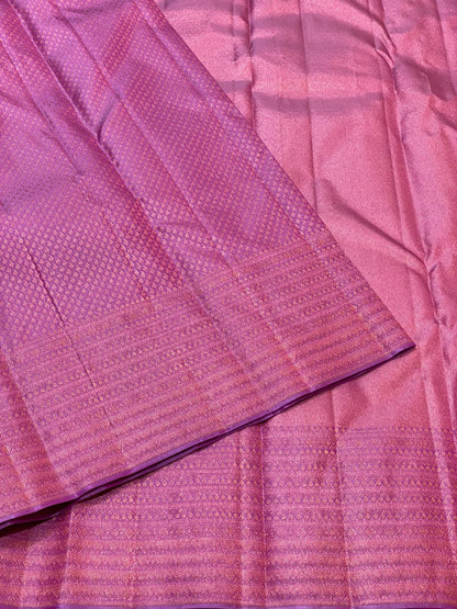 Pastel colour with zari waving Bridal pure kanchipuram silk saree - wedding silk - soft silk saree - silk mark certified
