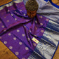 Purple and Silver light weight silk saree - wedding silk - soft silk saree - Kanchipuram silk saree - silk mark certified