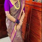 Purple Pure Kanchipuram Silk Saree with 2gram gold pure Antique zari Handloom kanchipuram - silk mark certified - bridal saree
