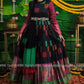 Black Pattu Gown- indian traditional dress - party wear gown - floor length gown - silk gown